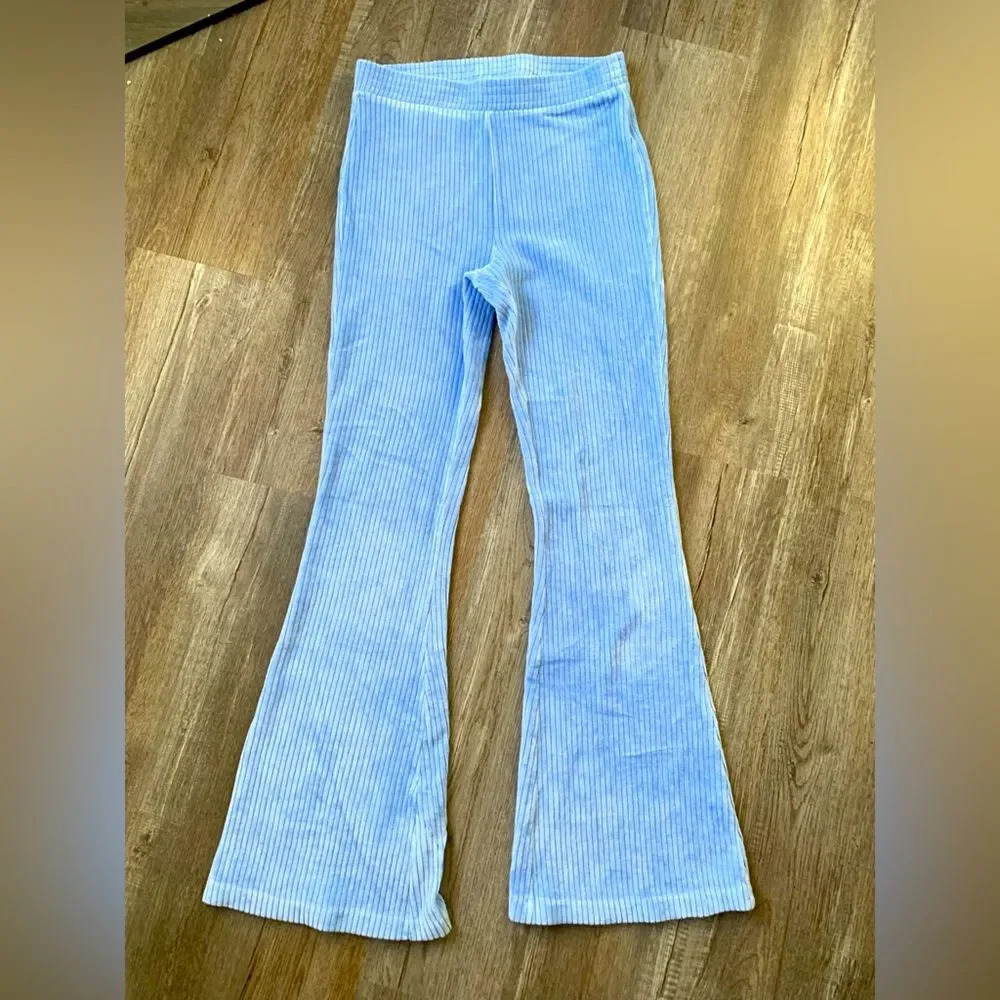 Aerie Ribbed Sweat Pants Flare Yoga Pants Lounge Pants Comfy Light Blue Size M